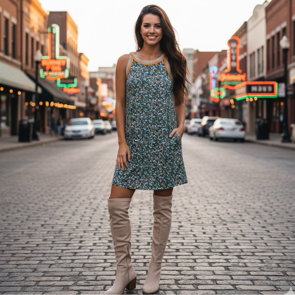 Women’s Super Soft Floral High Neck Dress